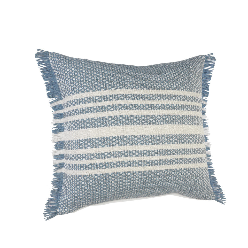 24" X 24" Blue Zippered Coastal Indoor Outdoor Throw Pillow