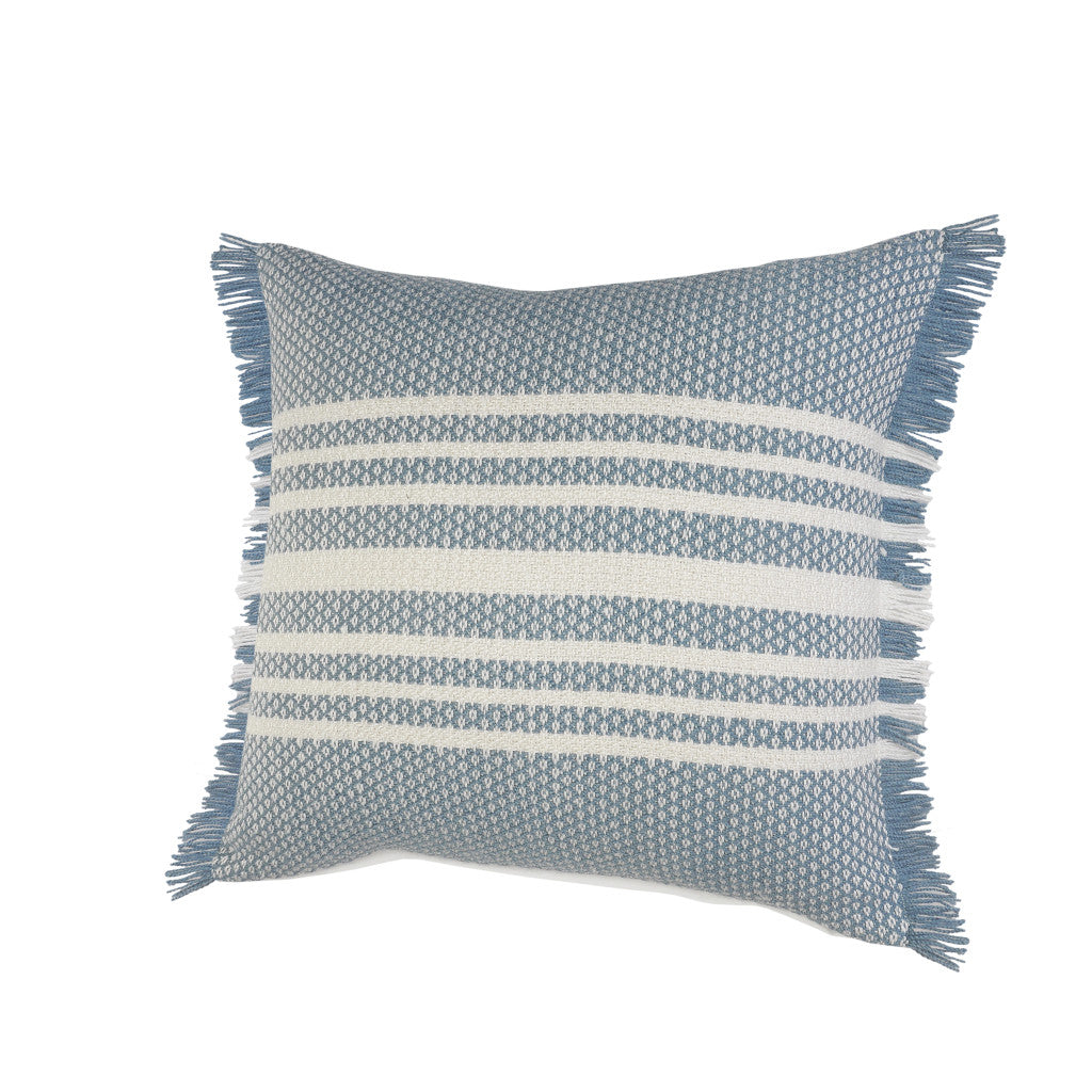 24" X 24" Blue Zippered Coastal Indoor Outdoor Throw Pillow