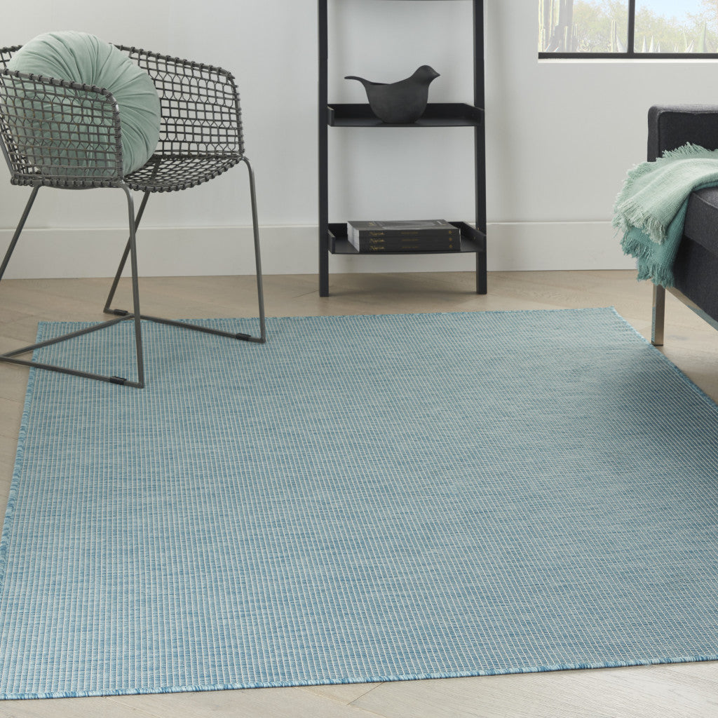 5' X 7' Aqua Power Loom Area Rug