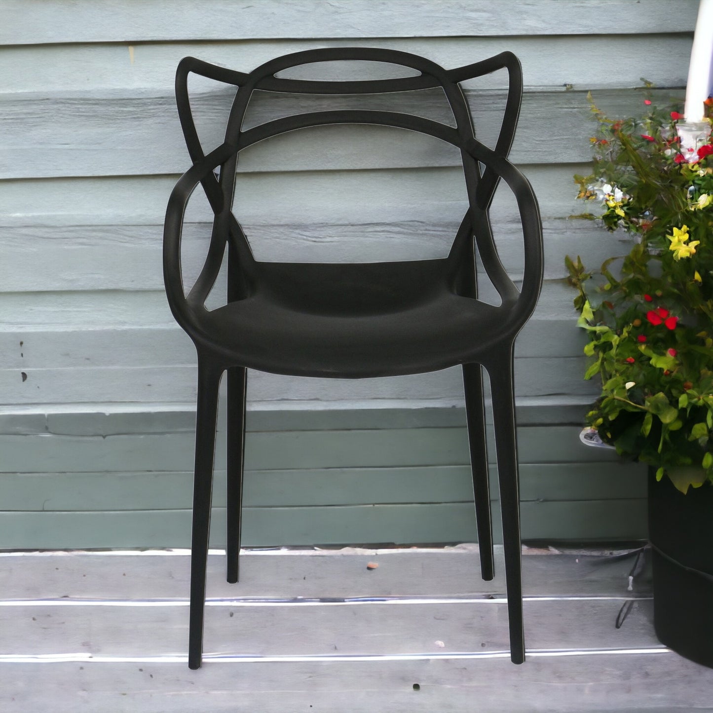 22" Black Heavy Duty Plastic Indoor Outdoor Dining Chair