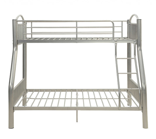 78" X 56" X 67" Silver Metal Twin Over Full  Bunk Bed