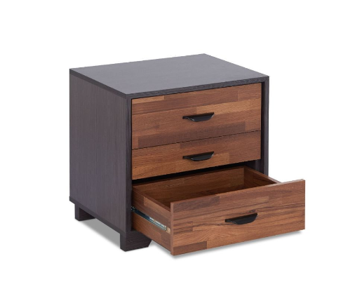 19" Espresso Three Drawers Nightstand