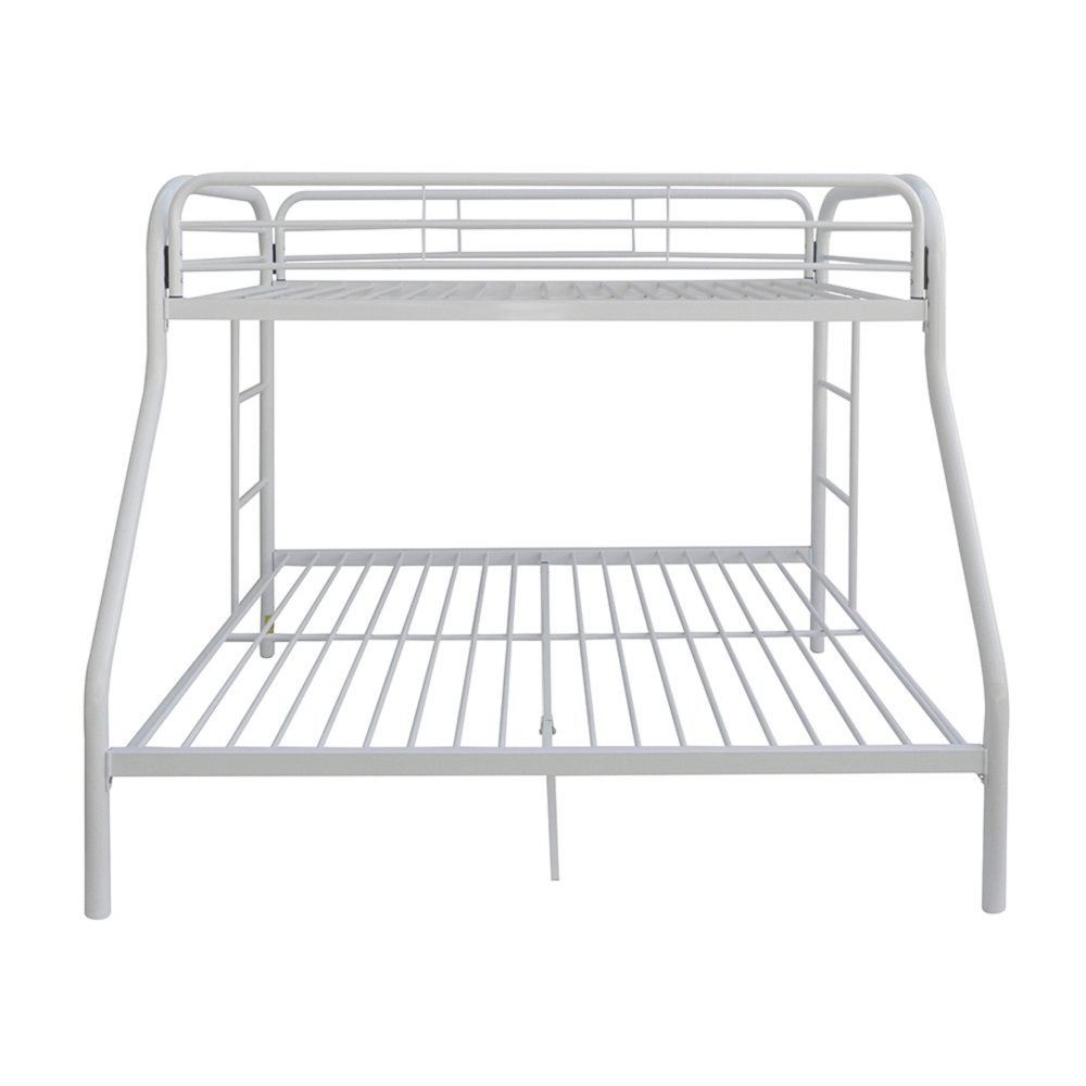 White Twin Over Full Contemporary Metal Bunk Bed