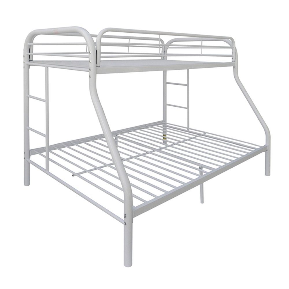 White Twin Over Full Contemporary Metal Bunk Bed