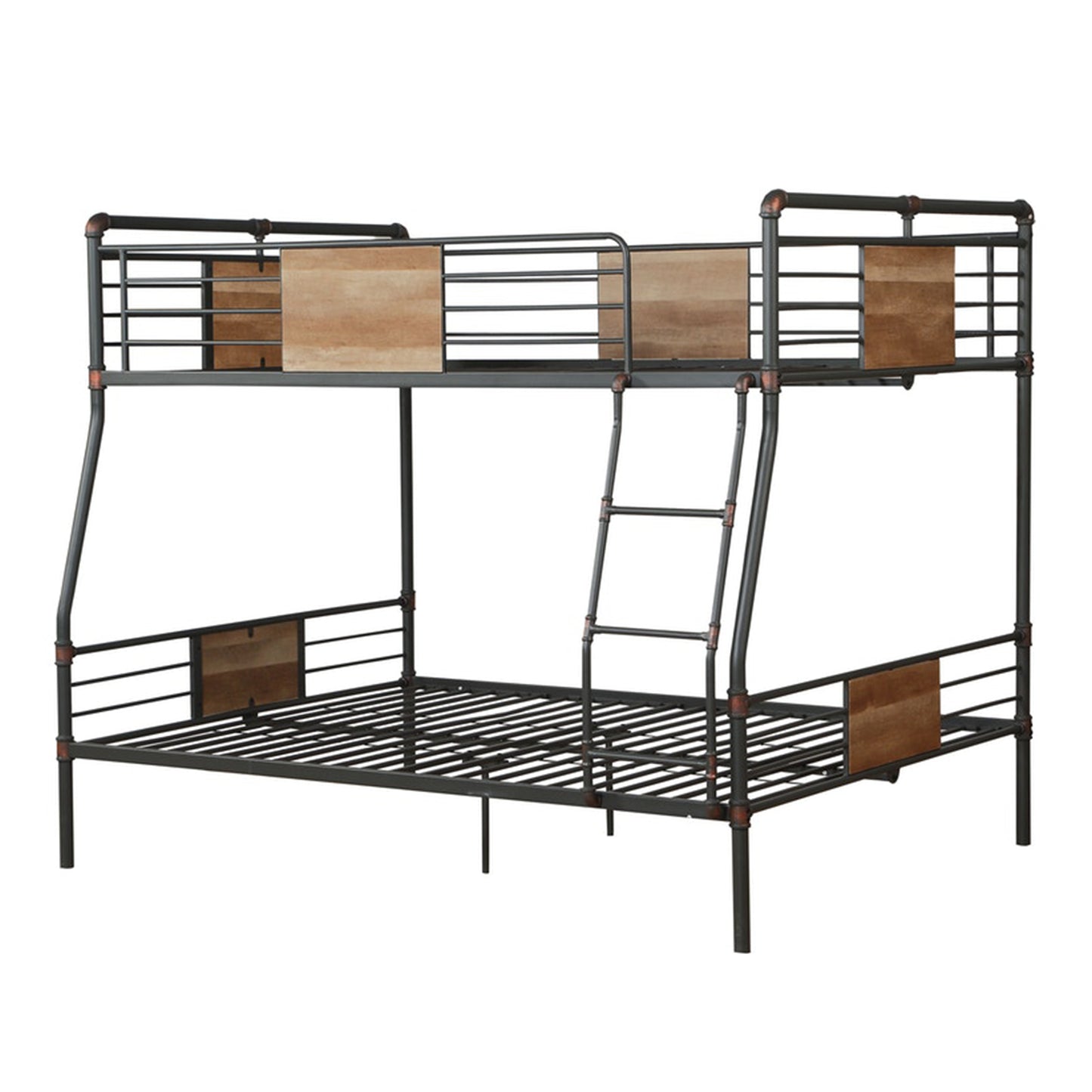 83" X 65" X 68" Sandy Black  Dark Bronze Handbrushed Full Xl Over Queen Bunk Bed