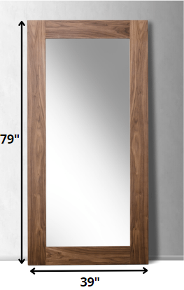 79" Walnut Mdf  Veneer  And Glass Mirror