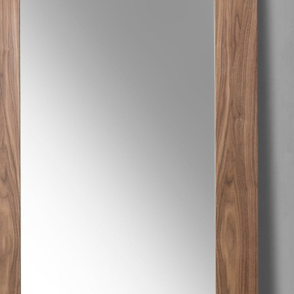 79" Walnut Mdf  Veneer  And Glass Mirror