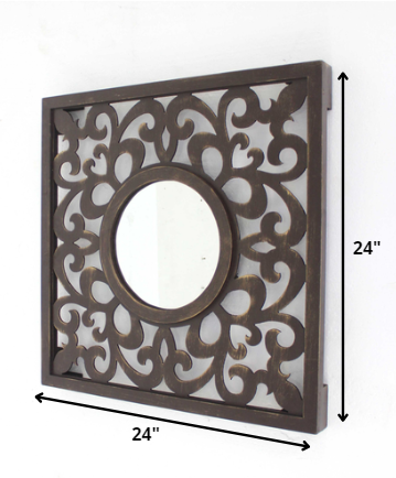 Brown Round Accent Mirror