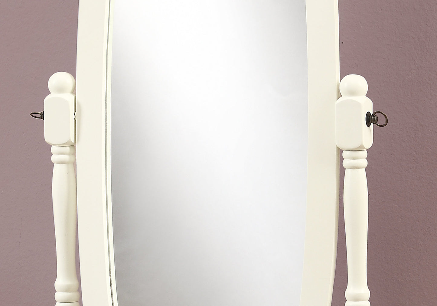 59" White Oval Framed Cheval Standing Mirror