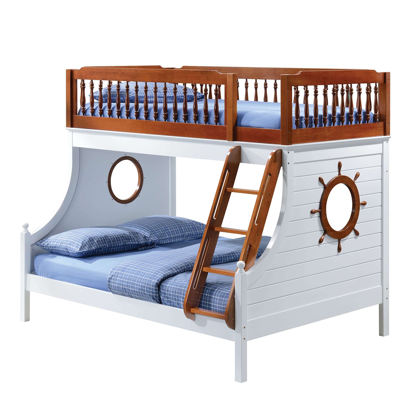 80" X 58" X 69" Twin Over Full Oak And White Bunk Bed