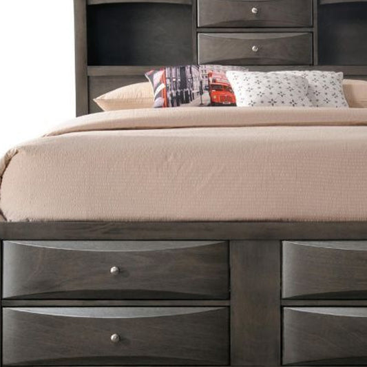 91" X 79" X 56" Eastern King Gray Oak Storage Bed