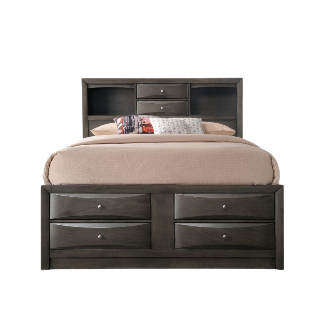 91" X 79" X 56" Eastern King Gray Oak Storage Bed