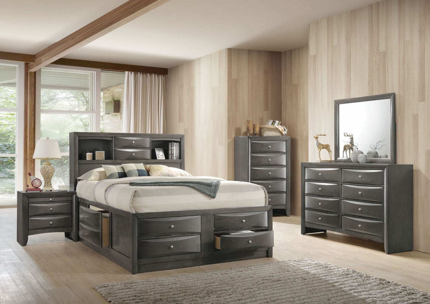 Solid Wood Full Brown and Black 10 Bed