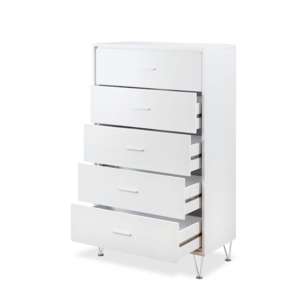 32" White Five Drawer Standard Chest