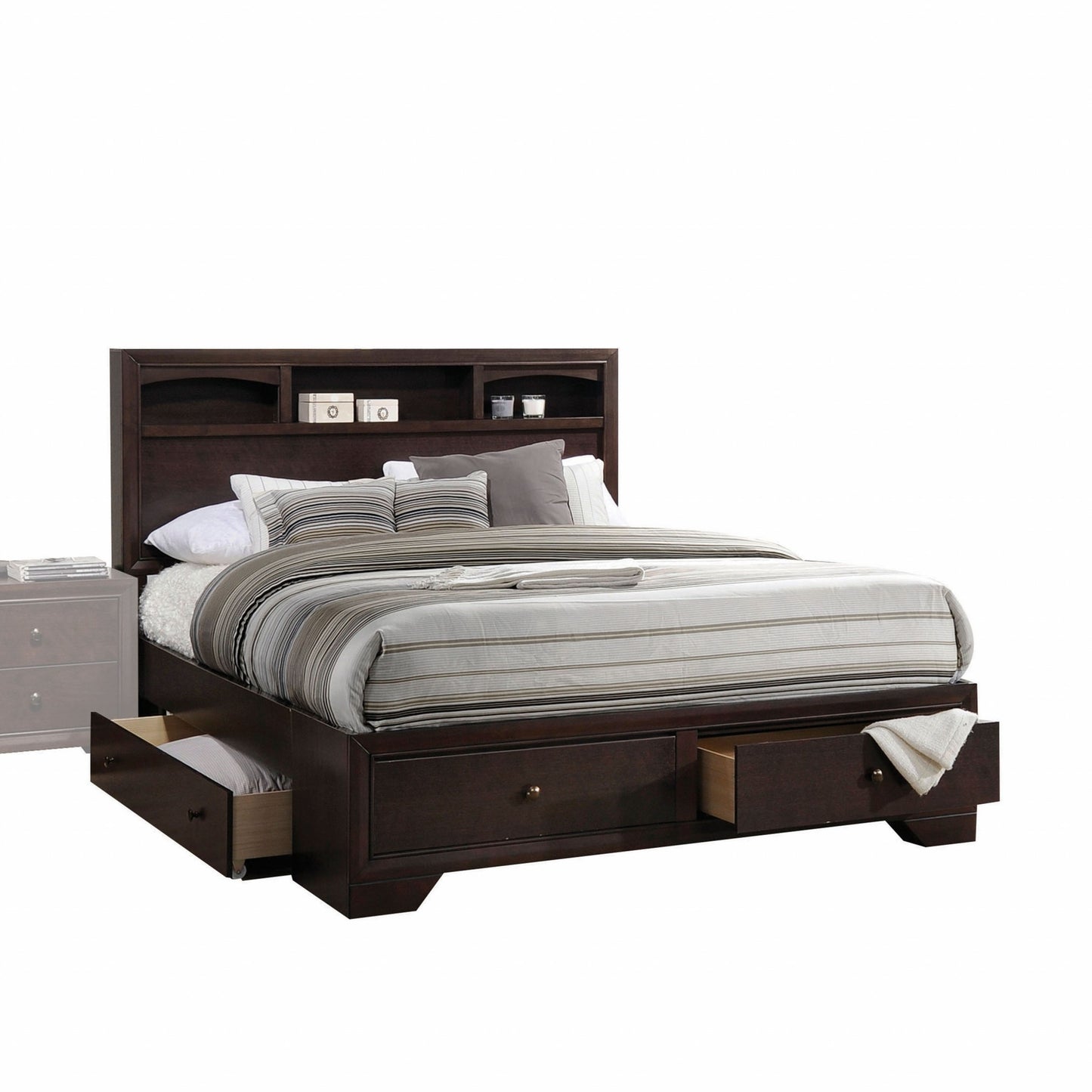 Rich Espresso Finish Queen Bed With Storage