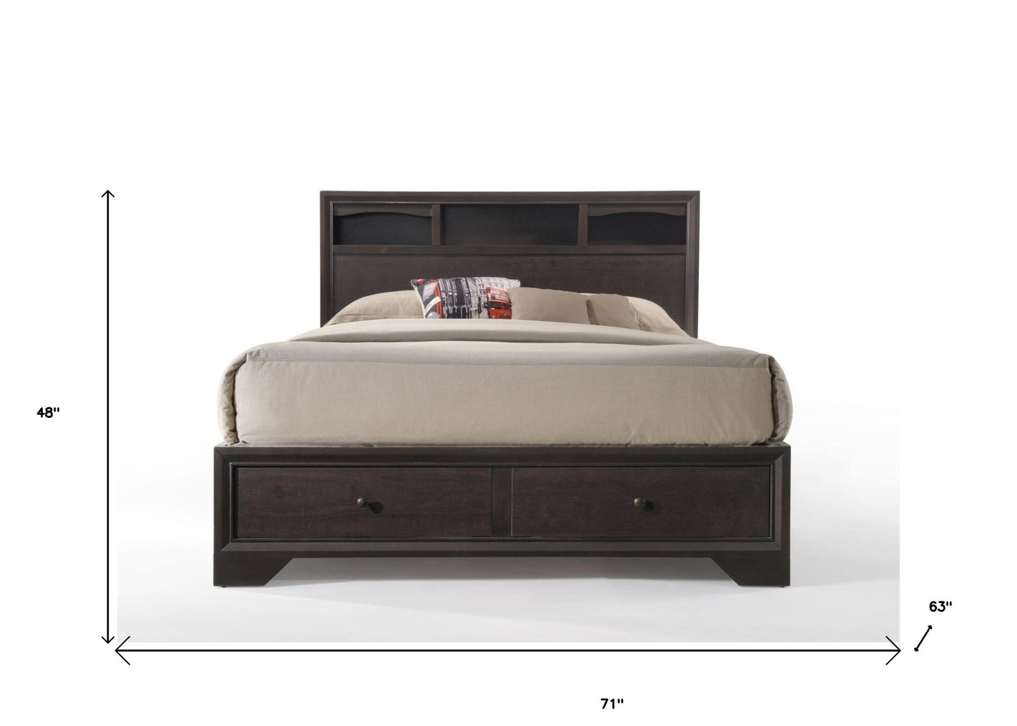 Rich Espresso Finish Queen Bed With Storage