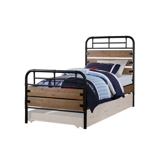 Steel Twin Brown and Black Bed