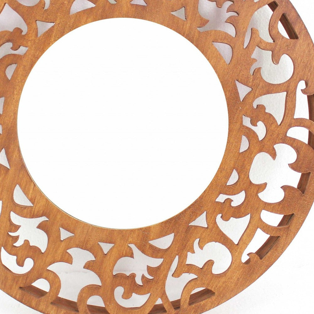 Brown Round Accent Mirror