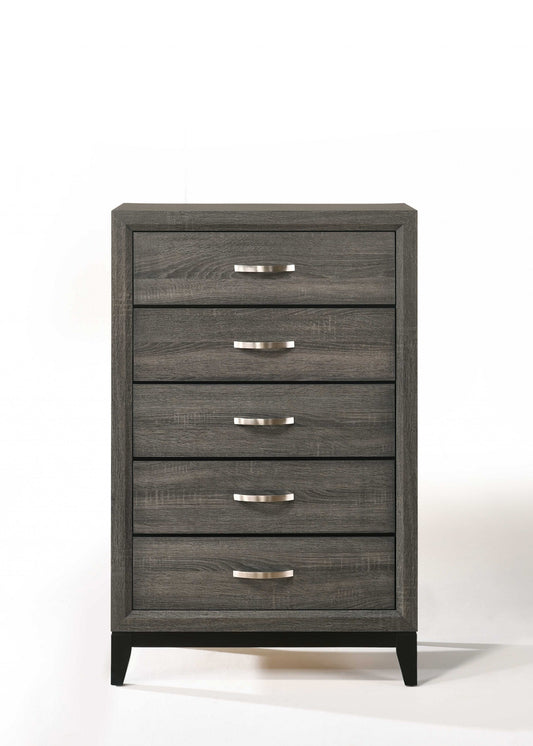 31" Gray Manufactured Wood Five Drawer Chest