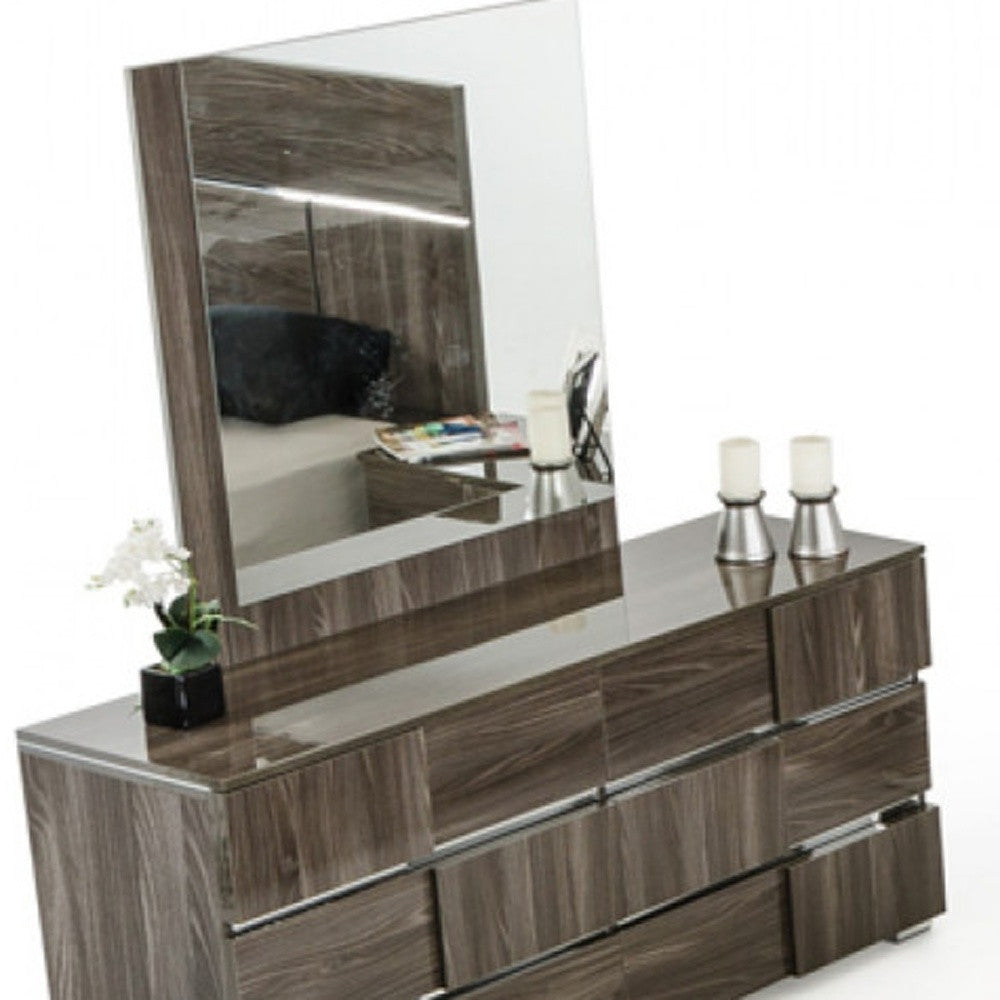 39" Ebony Mdf  Veneer  And Glass Mirror