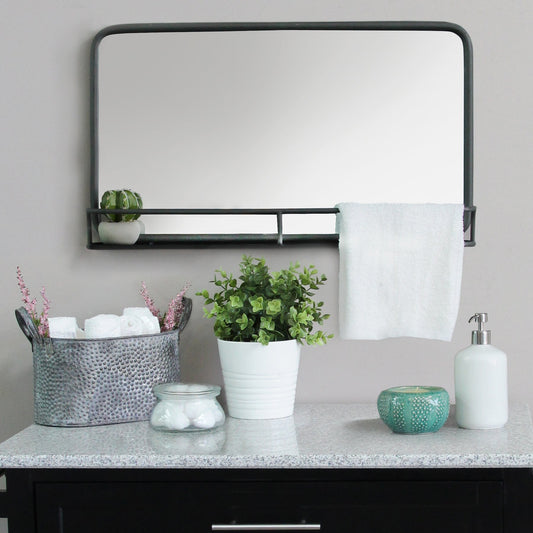 14" Gunmetal Bathroom Over Vanity Metal Mirror