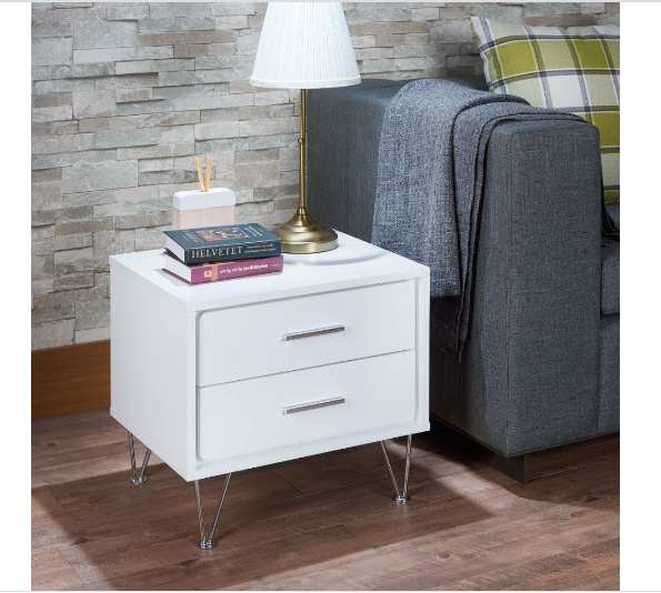 20" White Nightstand With Manufactured Wood Top