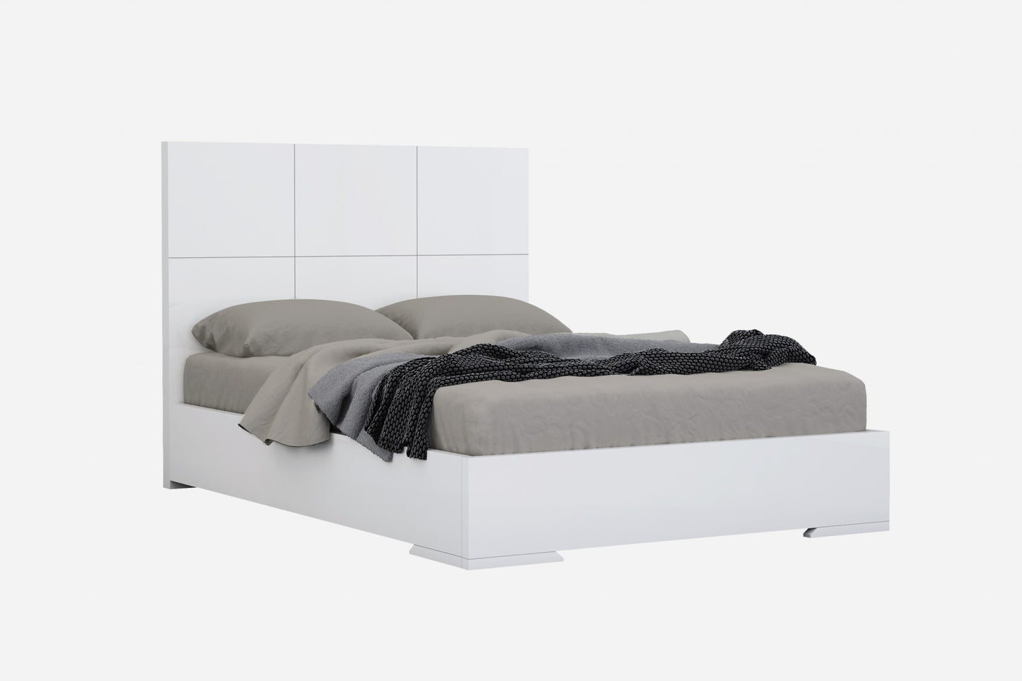 White Contemporary King Bed Frame