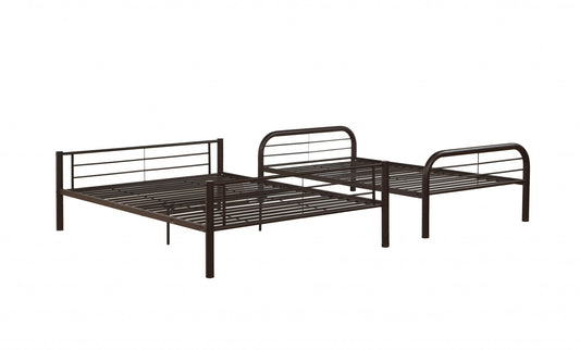 79" X 57" X 63" Twin Over Full Sandy Black Metal Tube Bunk Bed