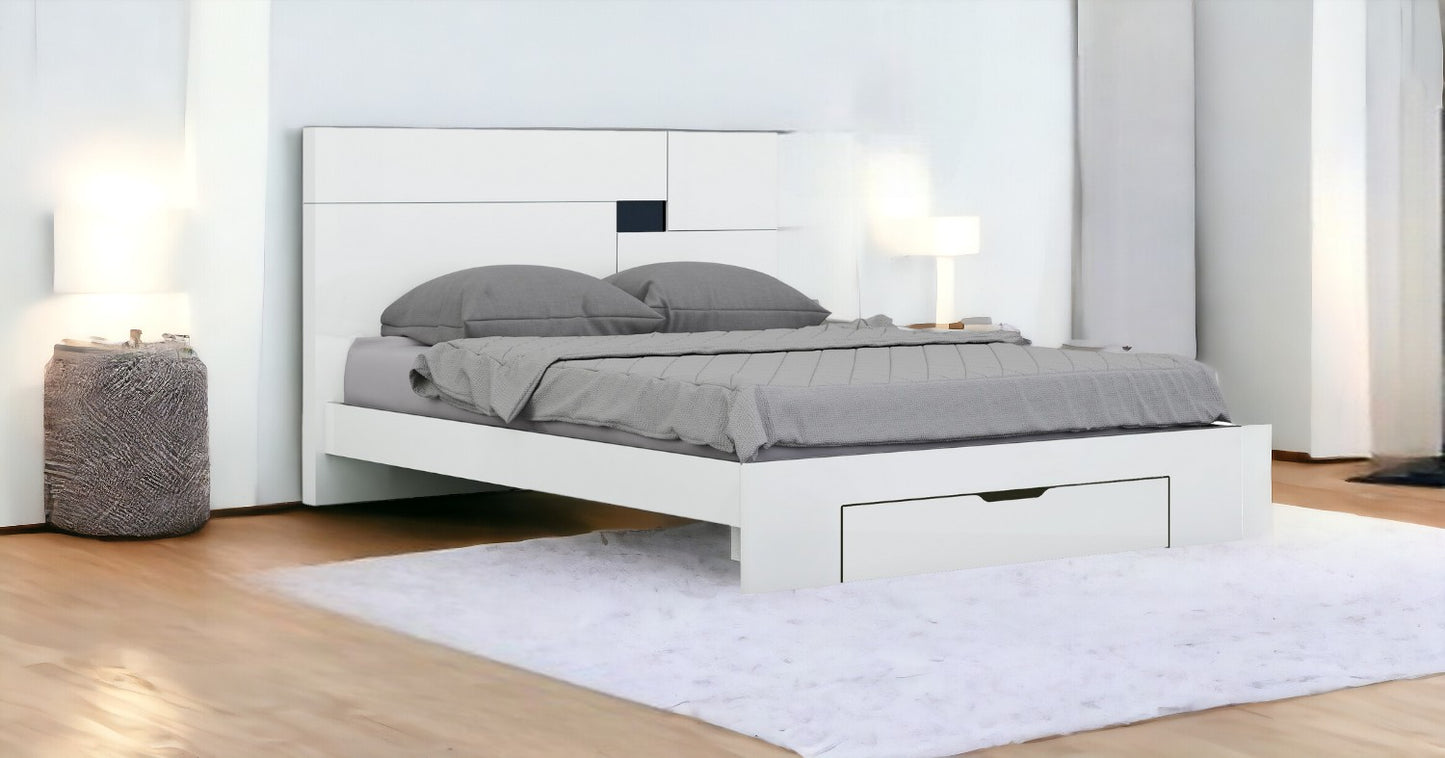 Solid Wood King White Bed