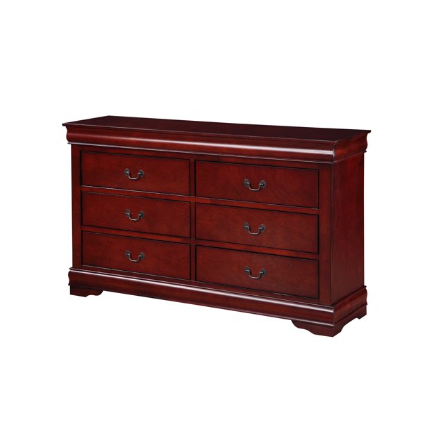 57" Brown Solid Wood Double Dresser