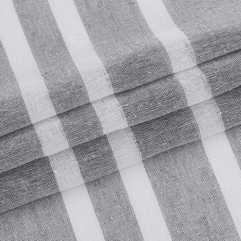 Silvery Gray and White Striped Shower Curtain