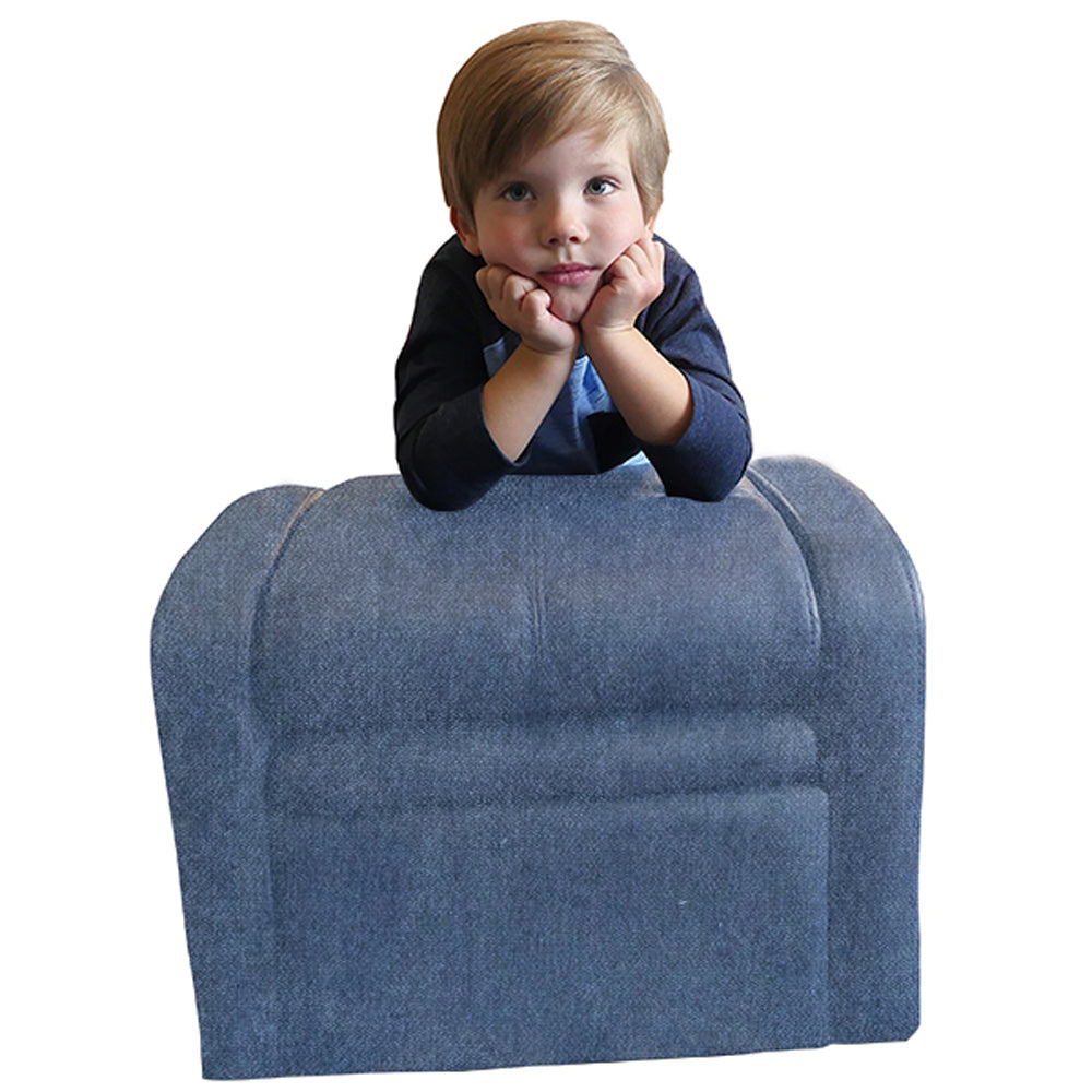 Kids Blue Comfy Upholstered Recliner Chair with Storage