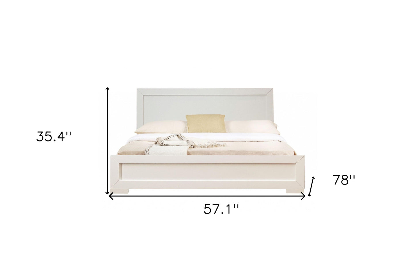 White Wood Full Platform Bed