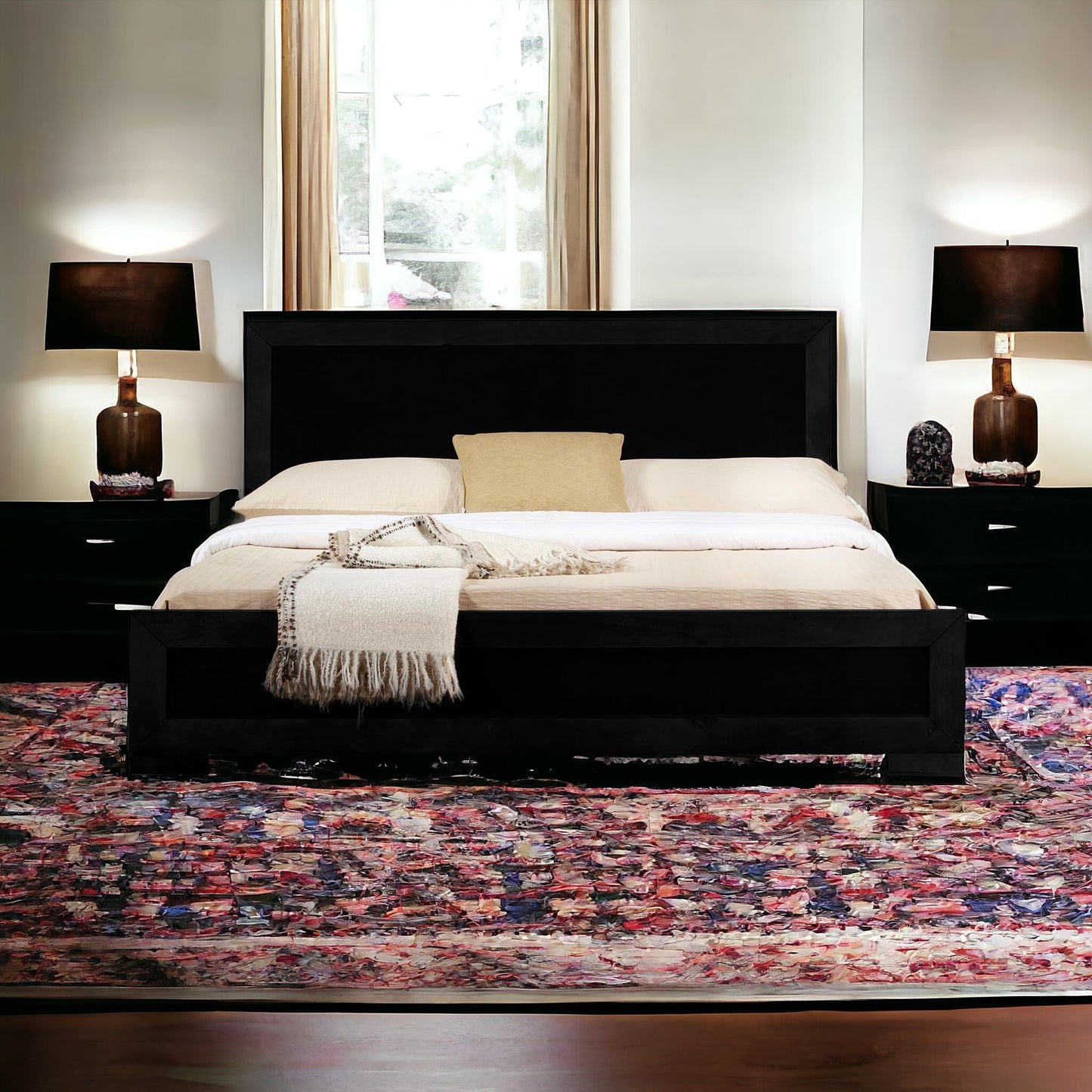 Black Wood Full Platform Bed