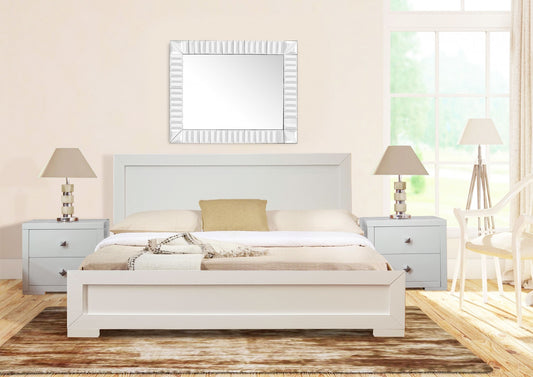 White Wood King Platform Bed