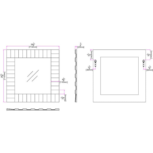 28" Clear Square Glass Framed Accent Mirror