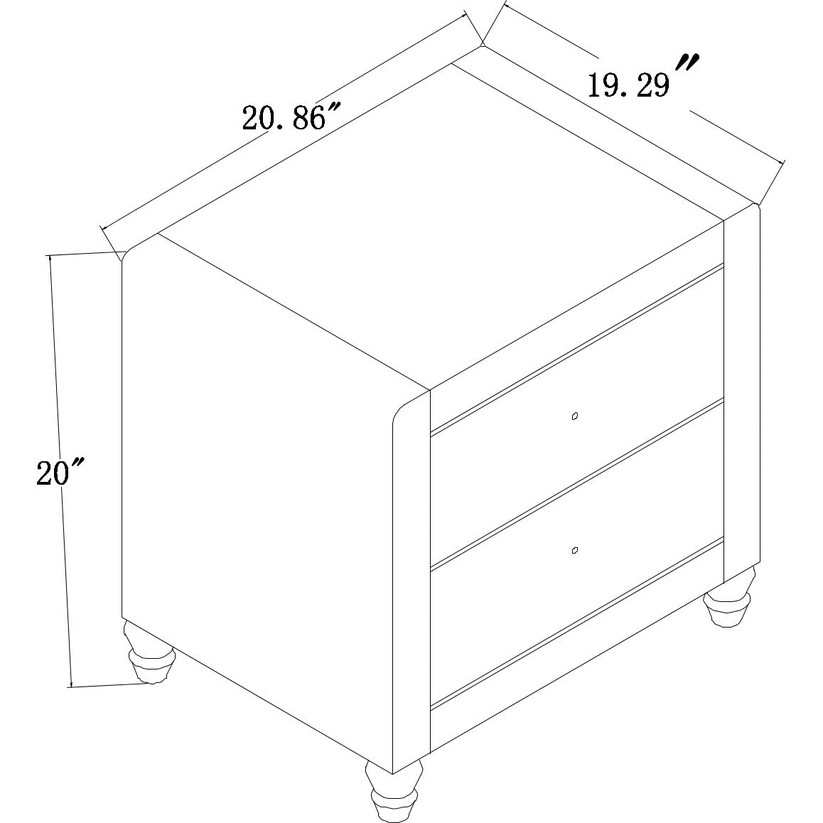 Grey Upholstered 2 Drawer Nightstand