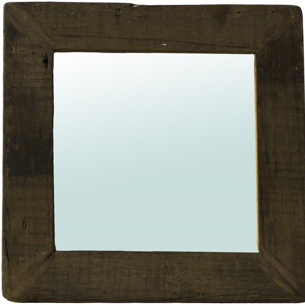 Petite Dark Brown Reclaimed Wood Wall Mirror