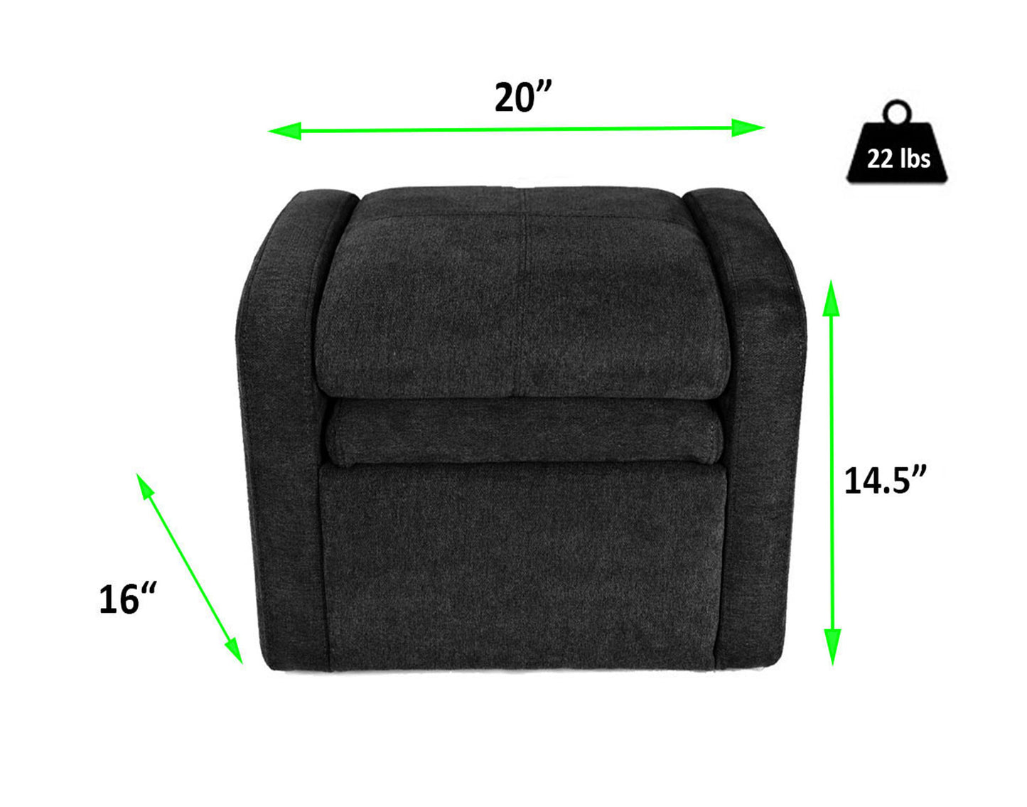 Kids Black Comfy Upholstered Recliner Chair with Storage