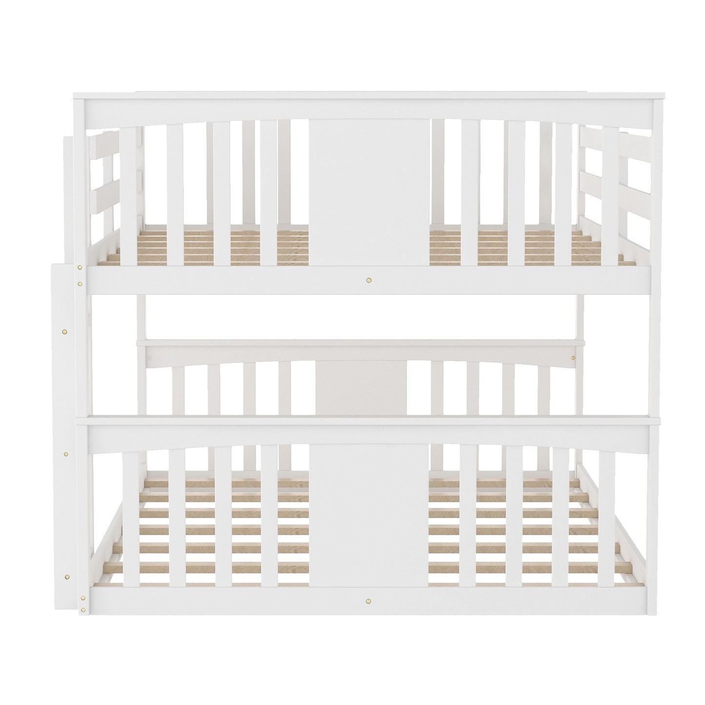 White Classic Full Over Full Bunk Bed with Ladder