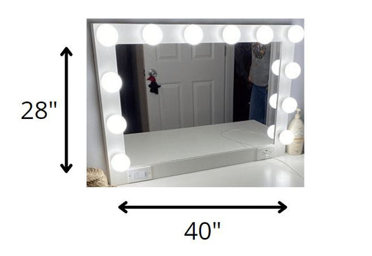 White Rectangle Accent Wood Mirror