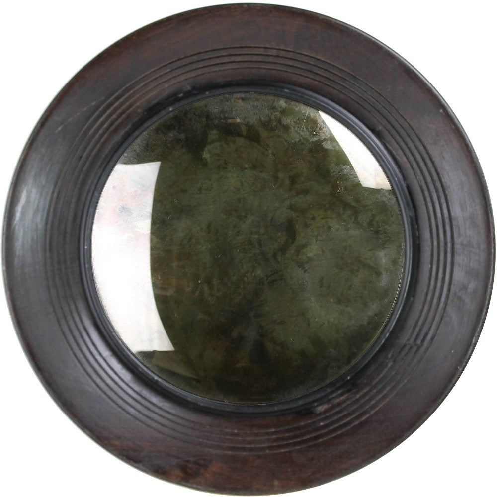 Dark Brown Wooden Convex Mirror