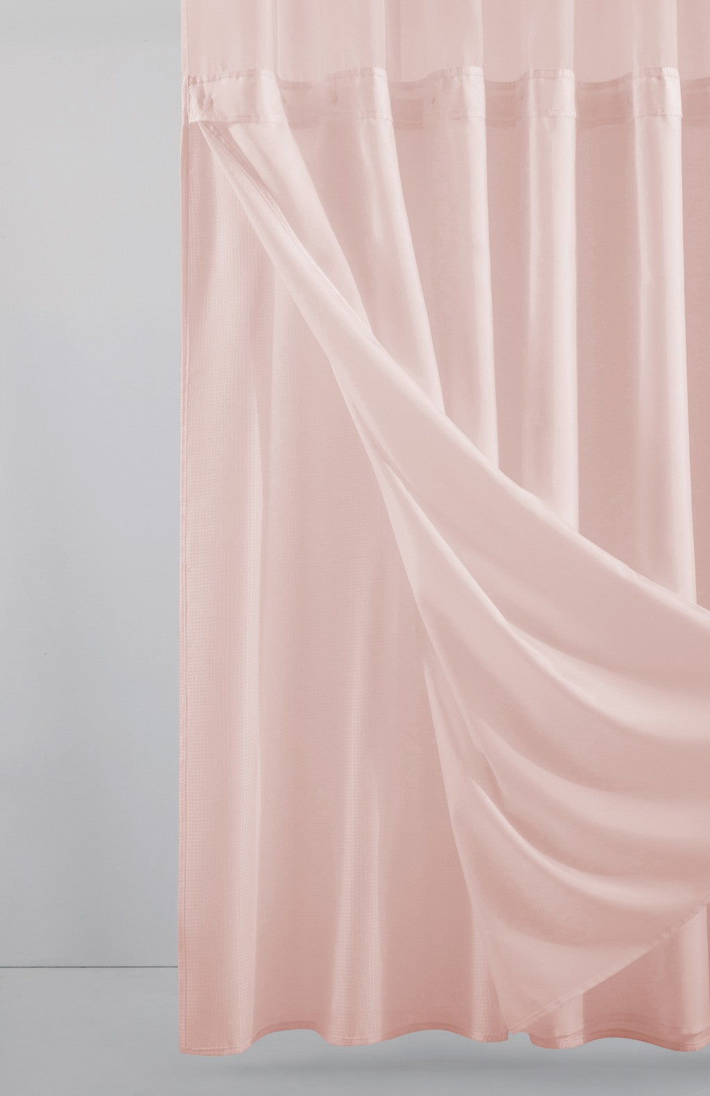 Blush Sheer and Grid Shower Curtain and Liner Set