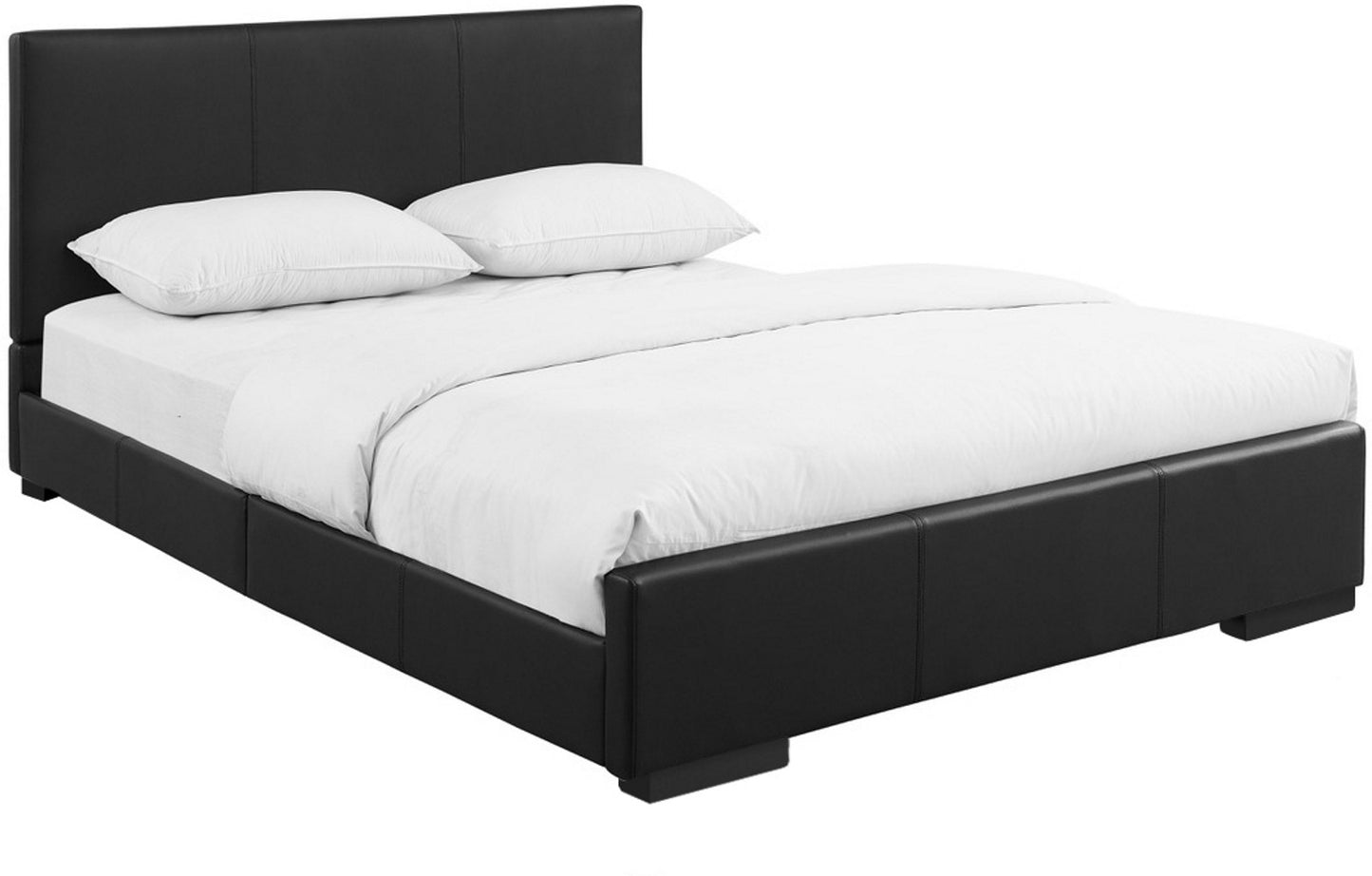 Black Upholstered Queen Platform Bed