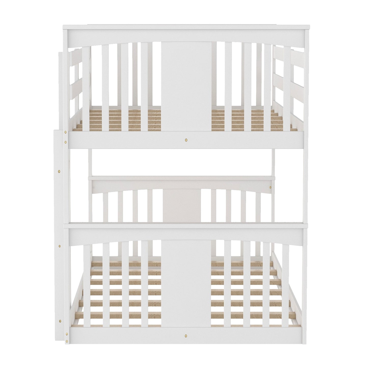 White Classic Twin Over Twin Bunk Bed with Ladder