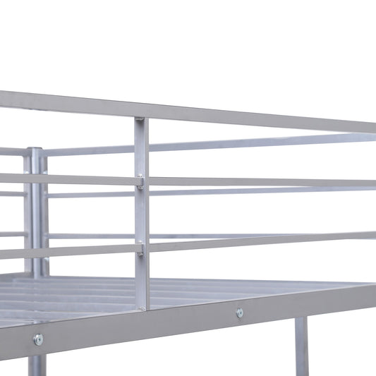 Silver Twin Over Full Size Metal Bunk Bed with Desk