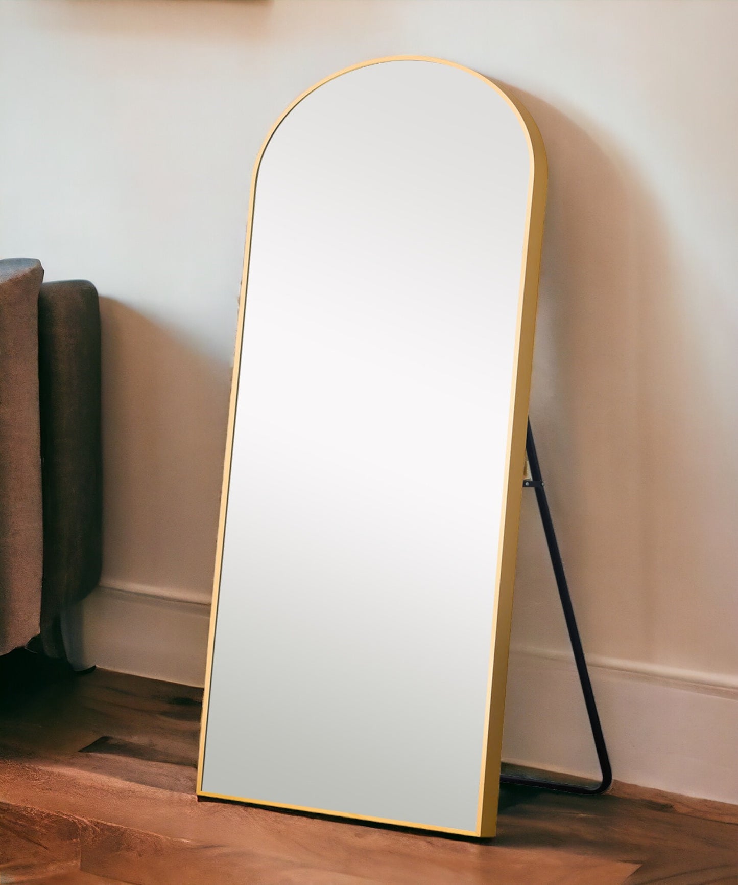 71" Gold Arch Metal Framed Full Length Standing Mirror