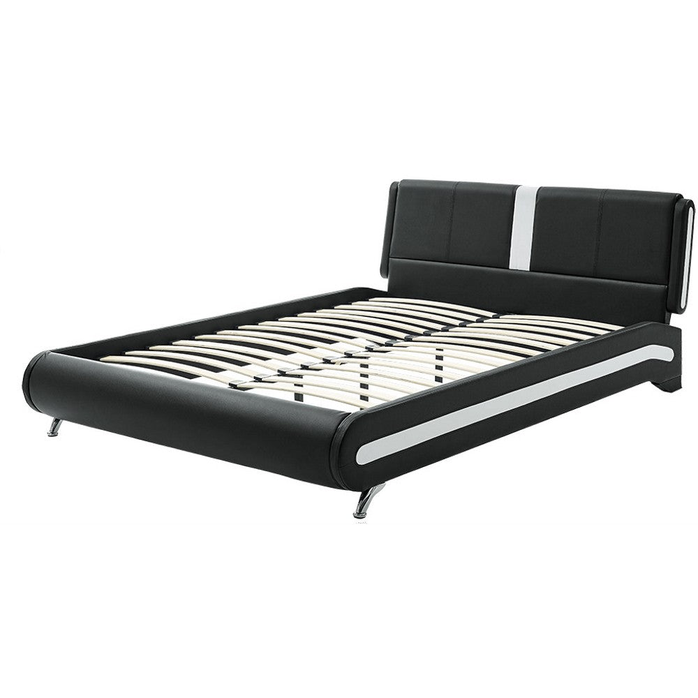 Black Platform King Bed with Two Nightstands