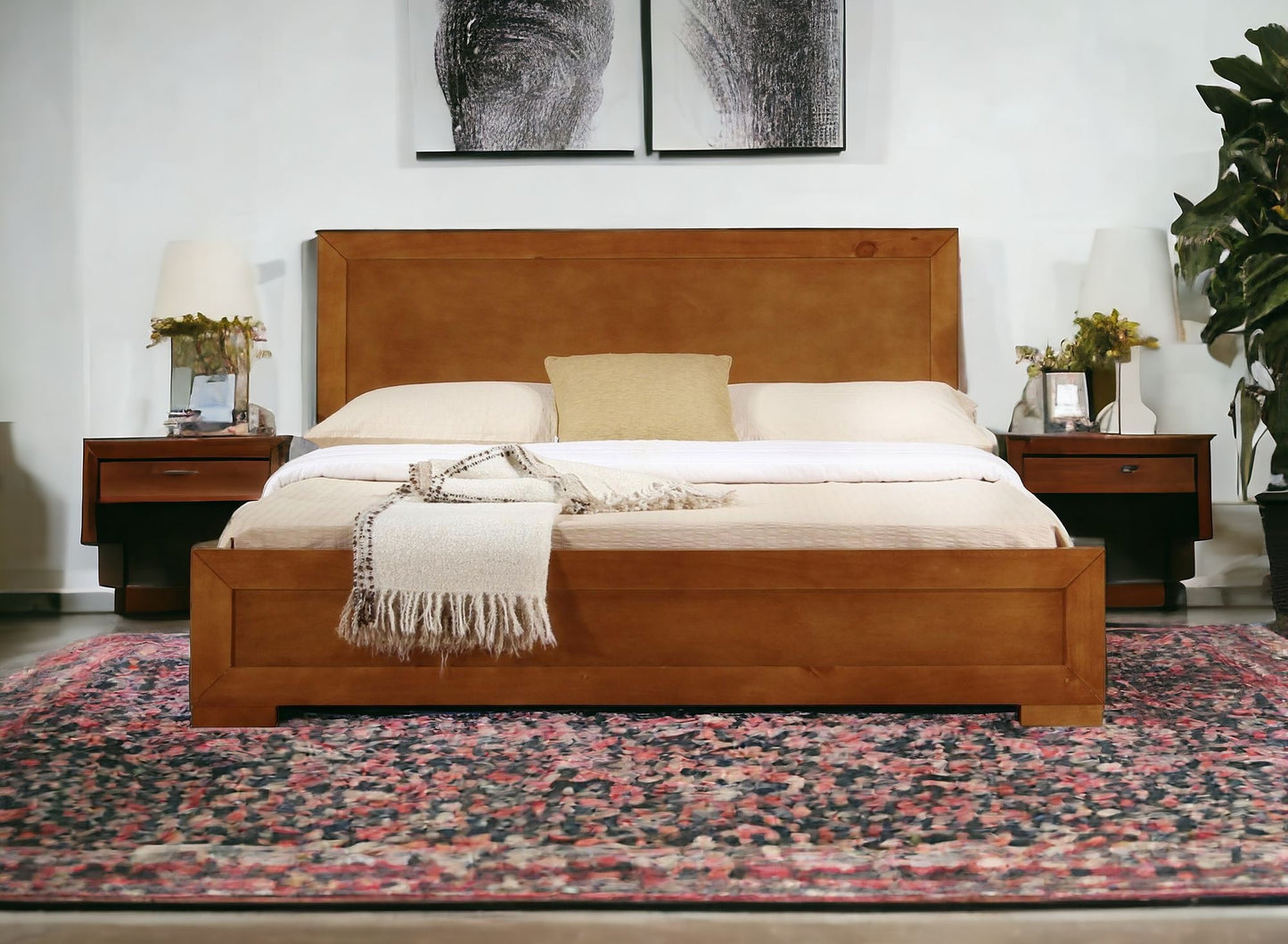 Oak Wood Full Platform Bed