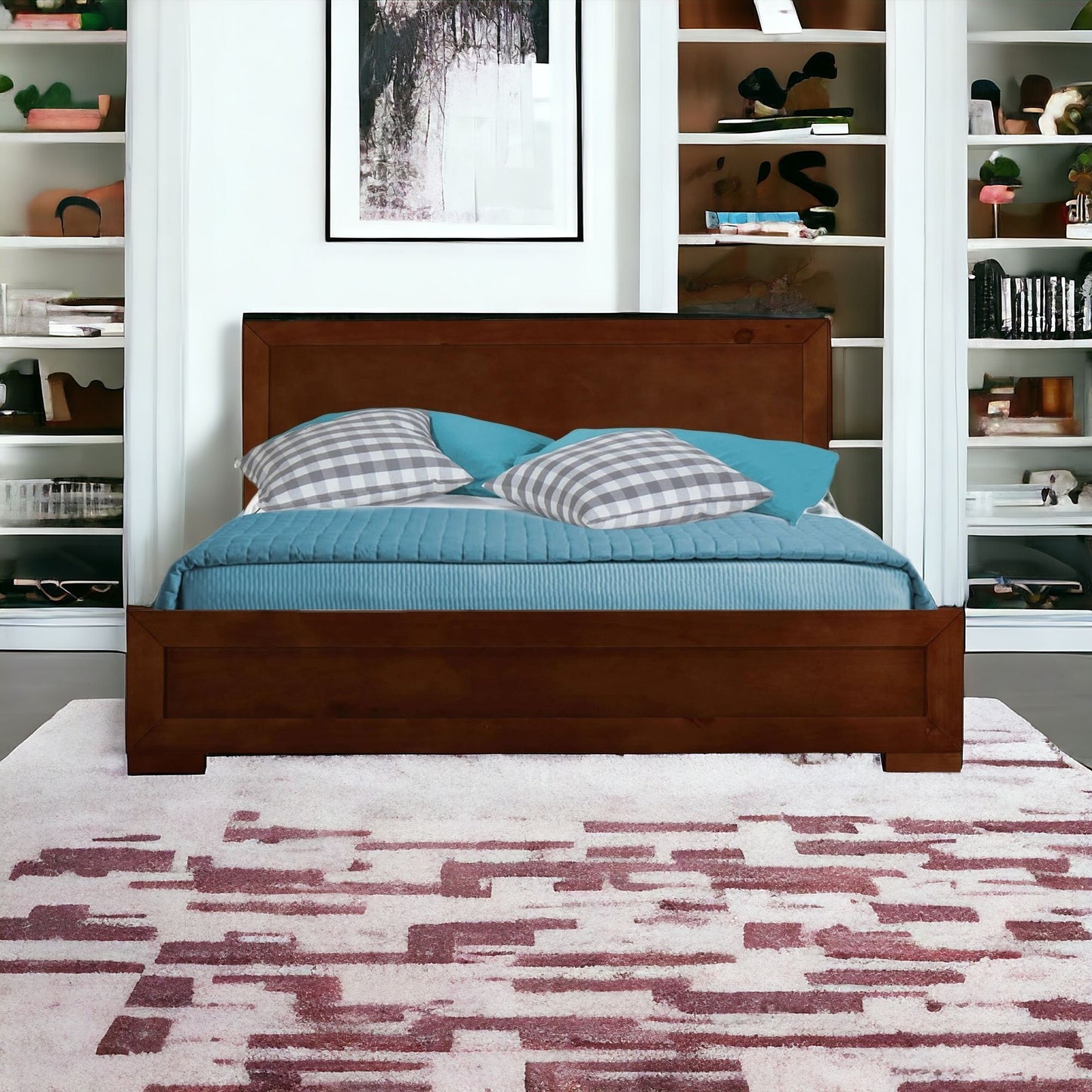 Walnut Wood Queen Platform Bed